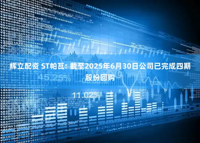 辉立配资 ST帕瓦: 截至2025年6月30日公司已完成四期股份回购